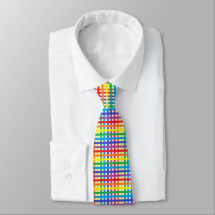 Regenboog en witte weef stropdas