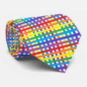 Regenboog en witte weef stropdas (Opgerold)