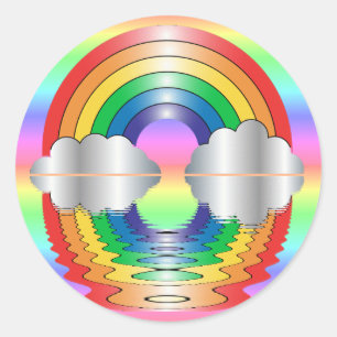 Regenboog- en woldenreflectiestikkers ronde sticker
