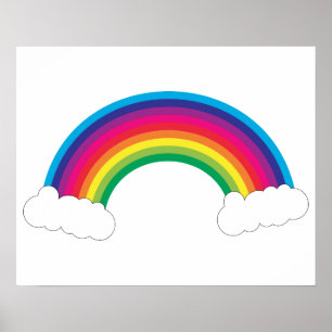  regenboog en wolken poster