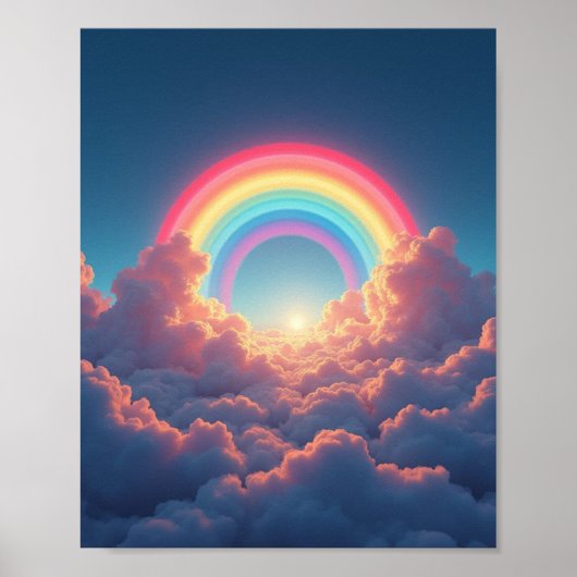 Regenboog en wolken poster (Voorkant)