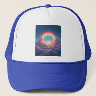 Regenboog en wolken trucker pet