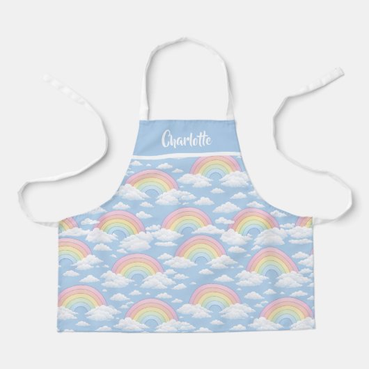 Regenboog en wolkenpatroon schort (Voorkant)