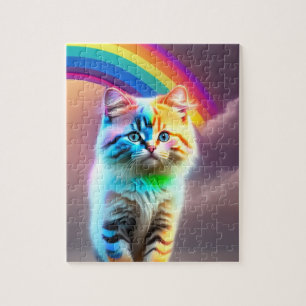 Regenboog En Zoete Kleine Kat Legpuzzel