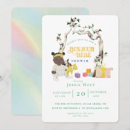 Regenboog en Zonneschijn Bonjour Baby Shower Kaart