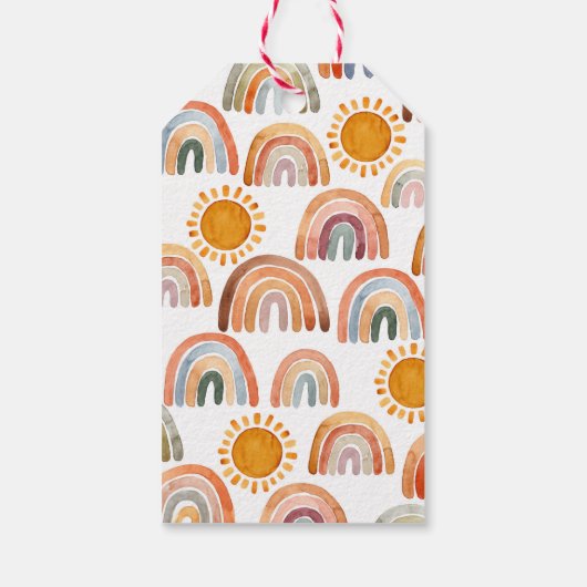 Regenboog en zonneschijn Dank u Baby shower Cadeaulabel (Achterkant)
