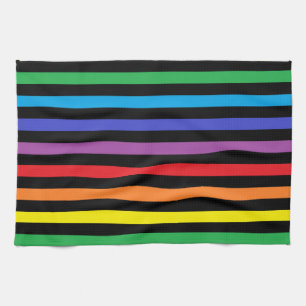 Regenboog en zwarte Stripes keukenhanddoeken