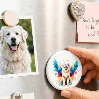 Regenboog Engel Groot-Pyreneeën Hond Aquarel Magneet