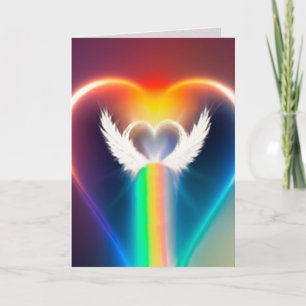 Regenboog Engel Hart Groetkaart/Notitiekaart Kaart