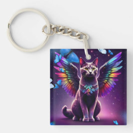 Regenboog Engel Kat Sleutelhanger