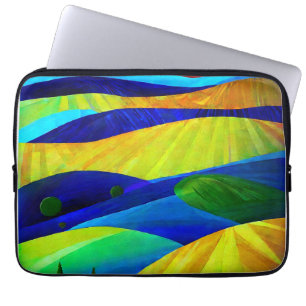 Regenboog Fantasie Heuvellandschap Laptop Sleeve