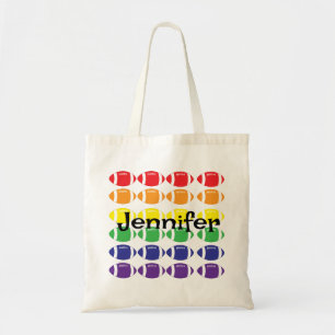 Regenboog Football met naam Tote Bag