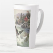 Regenboog Forel Visser Gevist voor Vis Latte Mok (Rechterhoek)