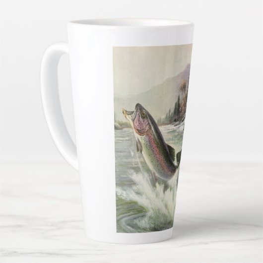 Regenboog Forel Visser Gevist voor Vis Latte Mok (Linkerhoek)