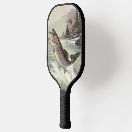 Regenboog Forel Visser Gevist voor Vis Pickleball Paddle (Links)