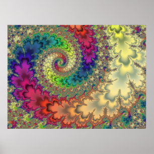 Regenboog Fractale Spiraal Poster