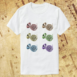 Regenboog Franse Hoorn Collage Ontwerp Kleurrijk K T-shirt