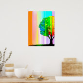 Regenboog gekleurde boom en hemel poster (Keuken)