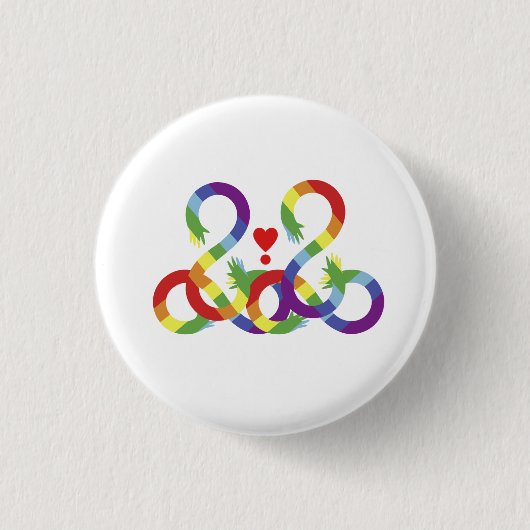 Regenboog, gekleurde handen. Button (Voorkant)