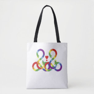 Regenboog, gekleurde handen. Tas