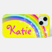 Regenboog gele hemel en sterren aangepaste naam Case-Mate iPhone case (Achterkant (horizontaal))