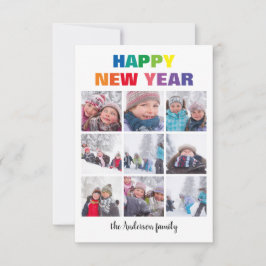 Regenboog Gelukkig Nieuwjaar Collage - 3x5 kerstka Kaart