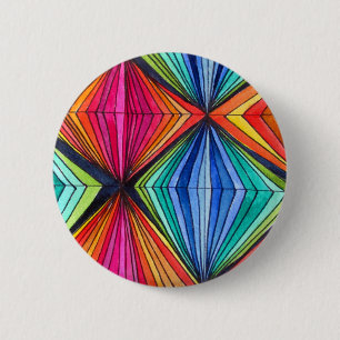 Regenboog Geometrische Optische Kunst Ronde Button 5,7 Cm