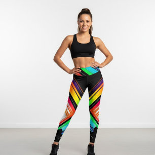 Regenboog Geometrische Print Hoge Taille Leggings