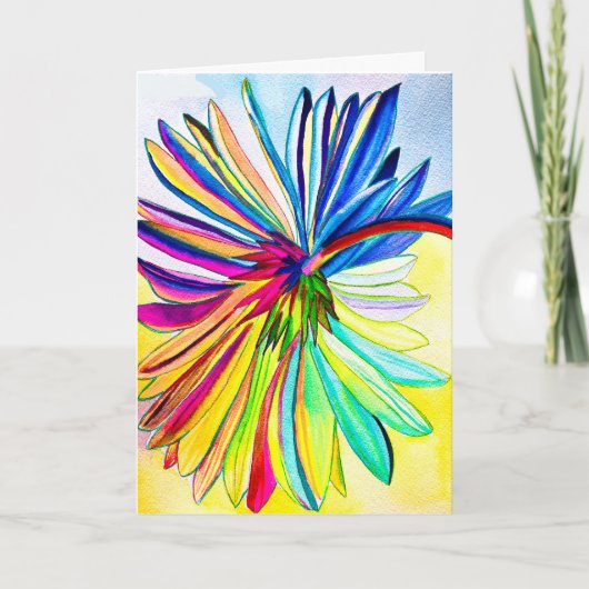 Regenboog gerbera kleurrijke bloem kaart (Voorkant)