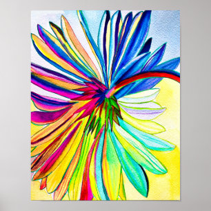 Regenboog gerbera kleurrijke bloem poster