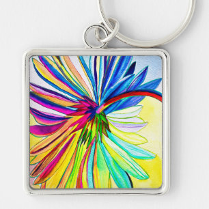 Regenboog gerbera kleurrijke bloem sleutelhanger