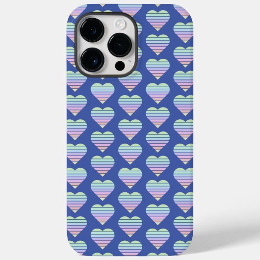 Regenboog Gestreept Hart Patroon Pastel Blauw lief Case-Mate iPhone Case (Achterkant)