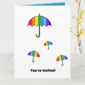 Regenboog Gestreepte Paraplu's  Kaart (Gele Bloem)