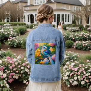 Regenboog gevleugelde Jay Fantasy Bird Denim Jacket