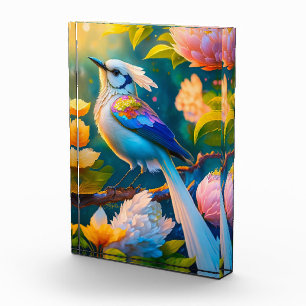 Regenboog gevleugelde Jay Fantasy Bird Fotoblokken