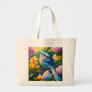 Regenboog gevleugelde Jay Fantasy Bird Grote Tote Bag