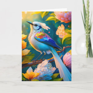 Regenboog gevleugelde Jay Fantasy Bird Kaart