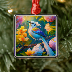 Regenboog gevleugelde Jay Fantasy Bird Metalen Ornament