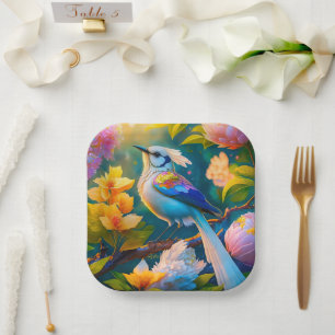 Regenboog gevleugelde Jay Fantasy Bird Papieren Bordje
