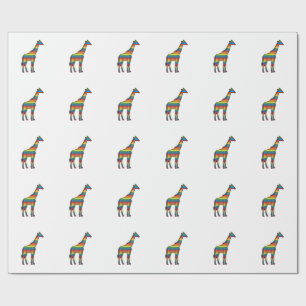 Regenboog Giraffe Antieke Gravure Vector Design_1 Cadeaupapier
