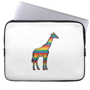Regenboog Giraffe Antieke Gravure Vector Design_1 Laptop Sleeve