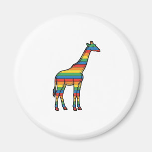 Regenboog Giraffe Antieke Gravure Vector Design_1 Magneet
