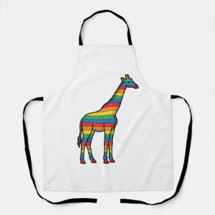 Regenboog Giraffe Antieke Gravure Vector Design_1 Schort