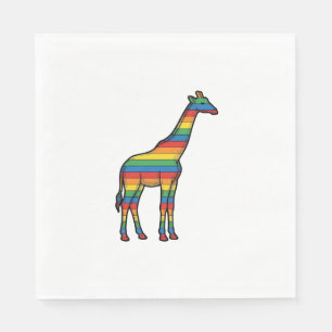 Regenboog Giraffe Antieke Gravure Vector Design_1 Servet