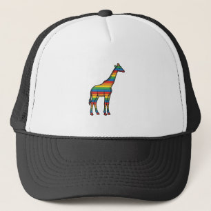 Regenboog Giraffe Antieke Gravure Vector Design_1 Trucker Pet