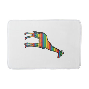 Regenboog Giraffe Antieke Gravure Vector Ontwerp_1 Badmat