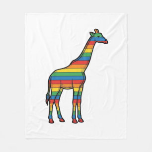 Regenboog Giraffe Antieke Gravure Vector Ontwerp_1 Fleece Deken