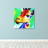 Regenboog Giraffe uitgerekt canvas (Insitu (Houten vloer))