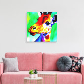 Regenboog Giraffe uitgerekt canvas (Insitu (Woonkamer))