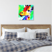 Regenboog Giraffe uitgerekt canvas (Insitu (Slaapkamer))